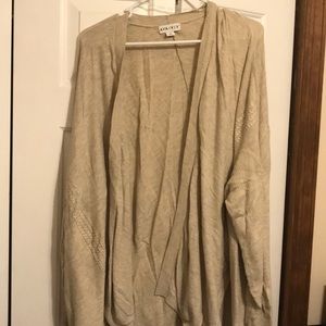 Cream open front cardigan.
